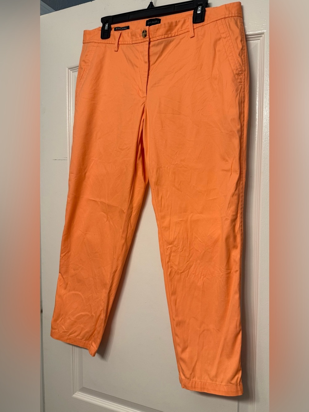 Talbots Relaxed Chino Pants | 12 Petite | Peach Cotton Stretch - Picture 2 of 6